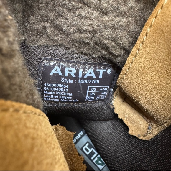 Ariat Tan and Brown Sueded Leather Sherpa Lined Boots 4LR - Picture 6 of 11